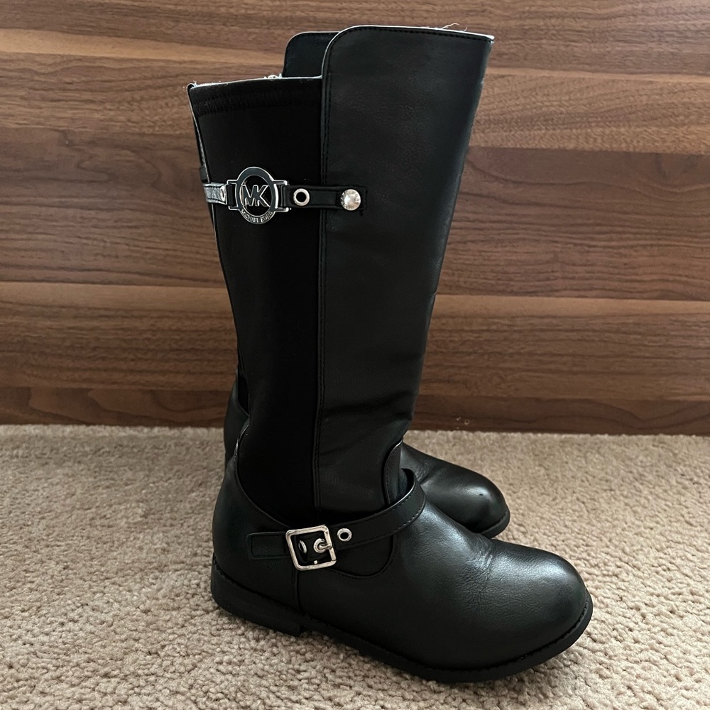Michael Kors XIAMARA Black Knee Black High Riding Boots Sz 1 (Little Girl)